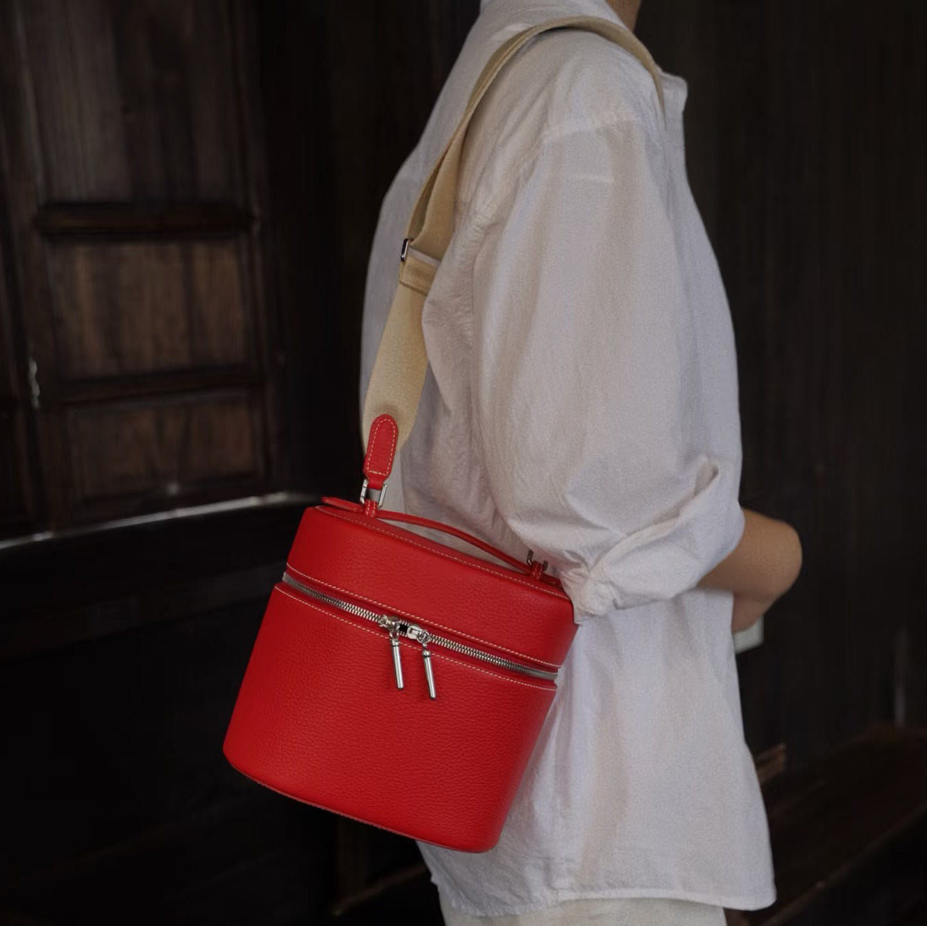 Leather Cylinder Bag