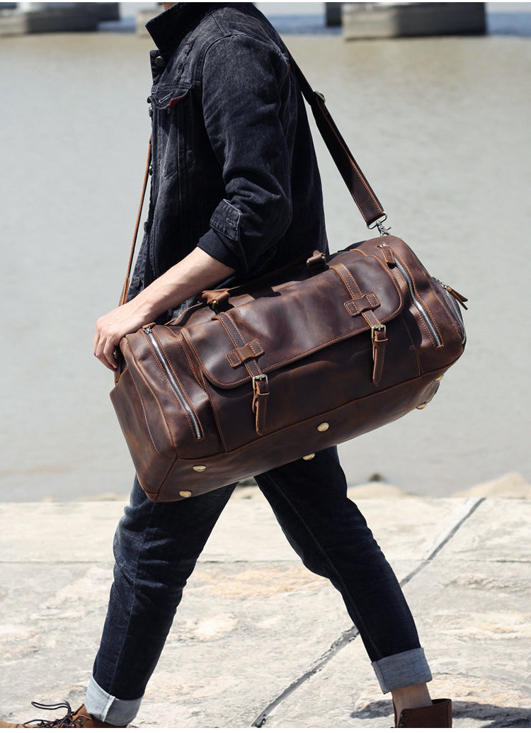 Men's Vintage Leather Duffle Bag