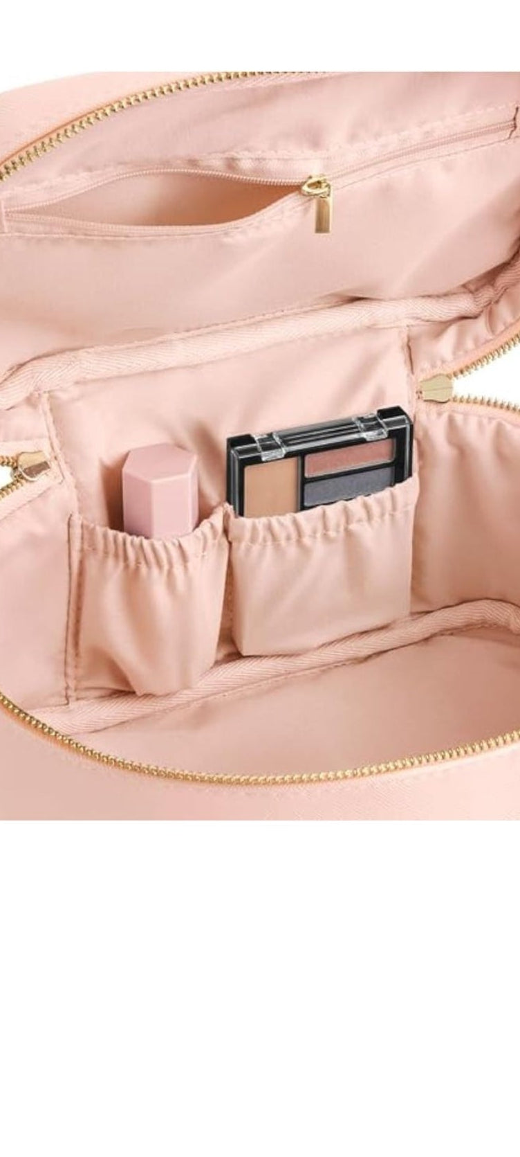 Personalised Makeup Bag | Large Travel Cosmetic Case with Gold Zip