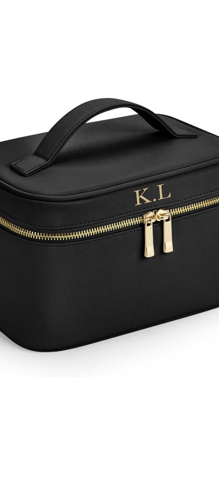 Personalised Makeup Bag | Large Travel Cosmetic Case with Gold Zip